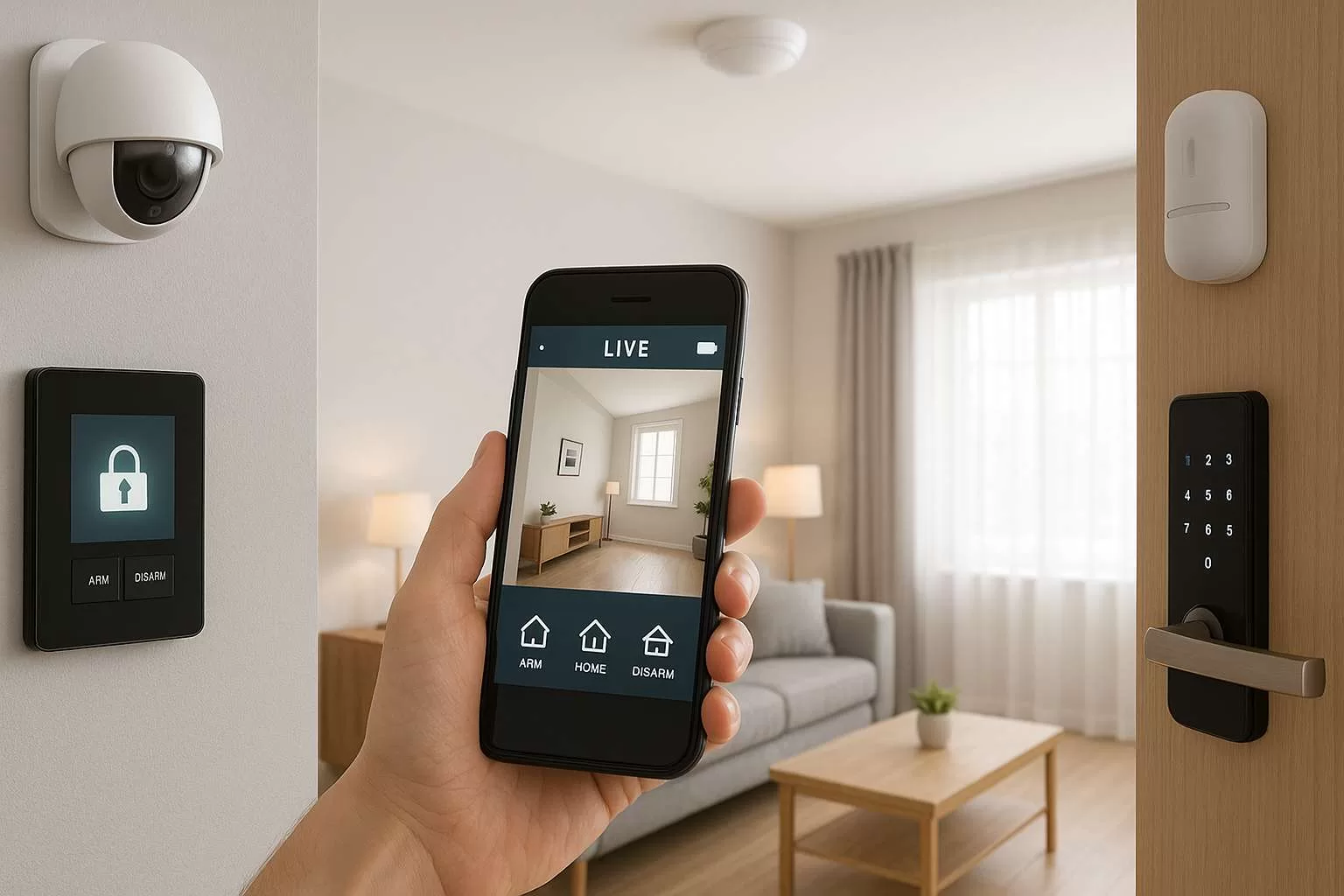 Person entering a room where lights turn on automatically